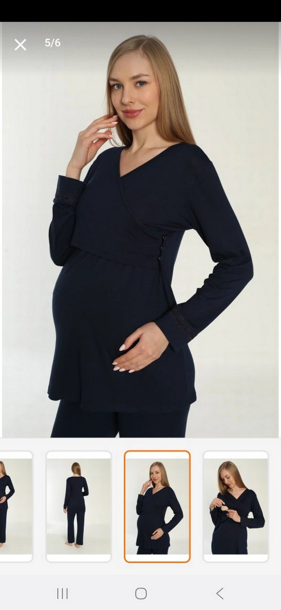 Lacivert Hamile ve Emzirme Pijama Takımı - Görsel 2