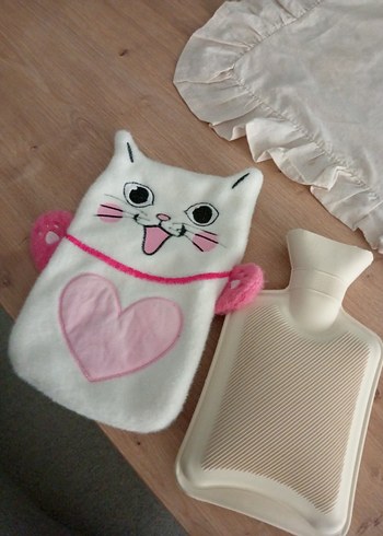 Beyaz Kedi Desenli Sıcak Su Torbası - Görsel 3