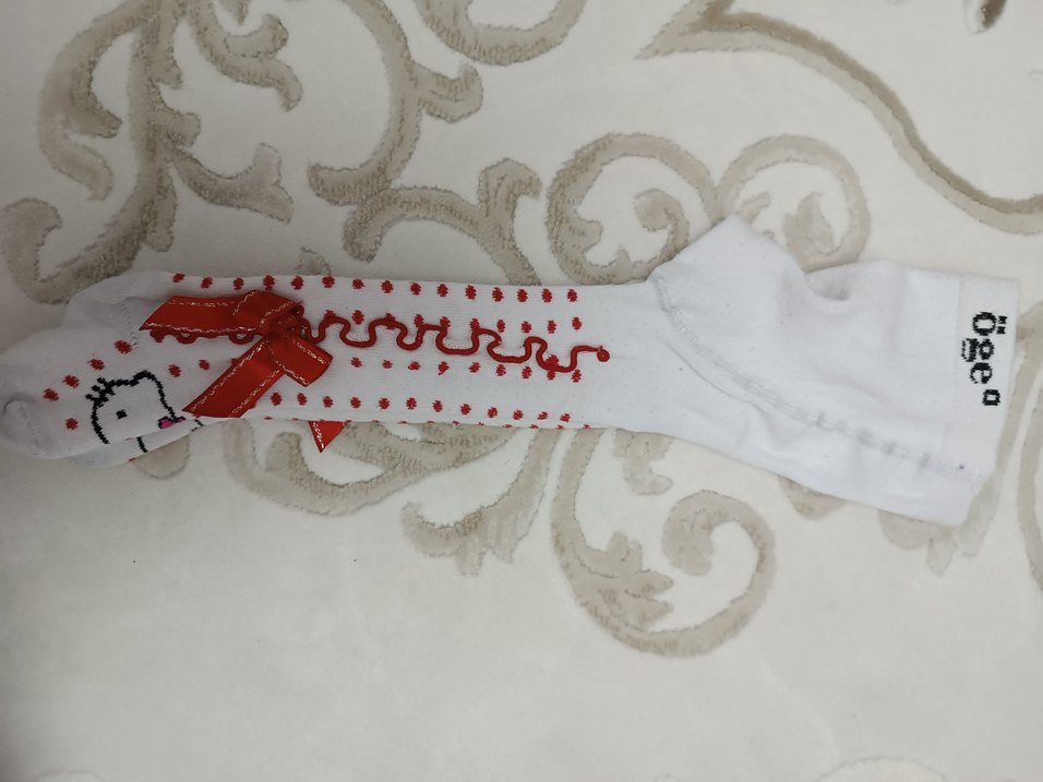 Nakışlı Beyaz Çocuk Külotlu Çorap - Görsel 4
