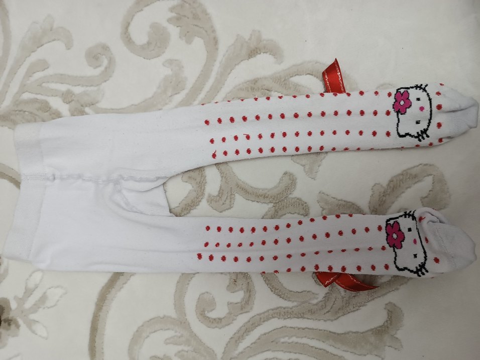 Nakışlı Beyaz Çocuk Külotlu Çorap - Görsel 2