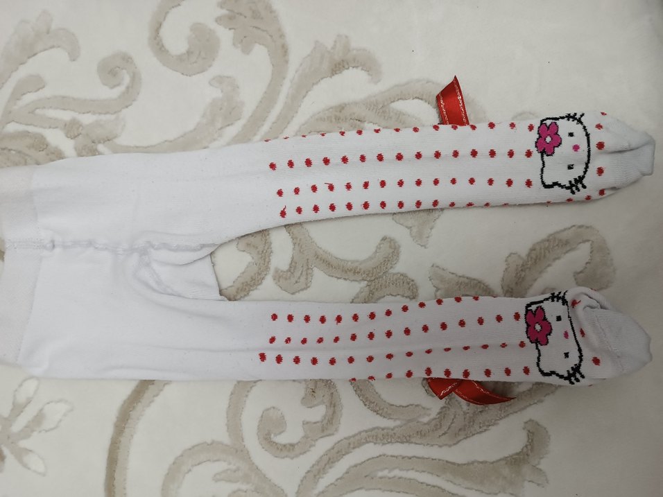 Nakışlı Beyaz Çocuk Külotlu Çorap - Görsel 3