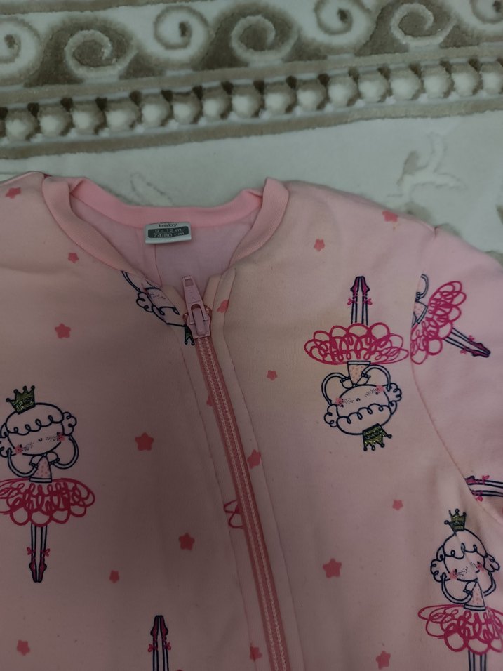 Pembe Baskılı Fermuarlı Bebek Kız Tulum - Görsel 5