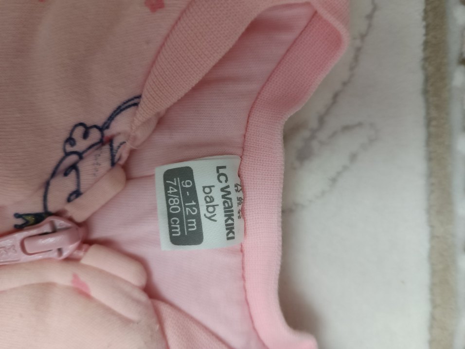 Pembe Baskılı Fermuarlı Bebek Kız Tulum - Görsel 3