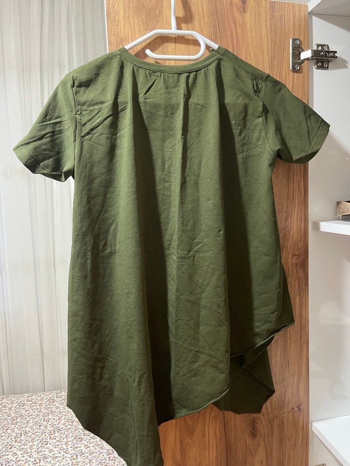 Haki Renkli Fermuarlı Hamile Tişörtü - Görsel 2