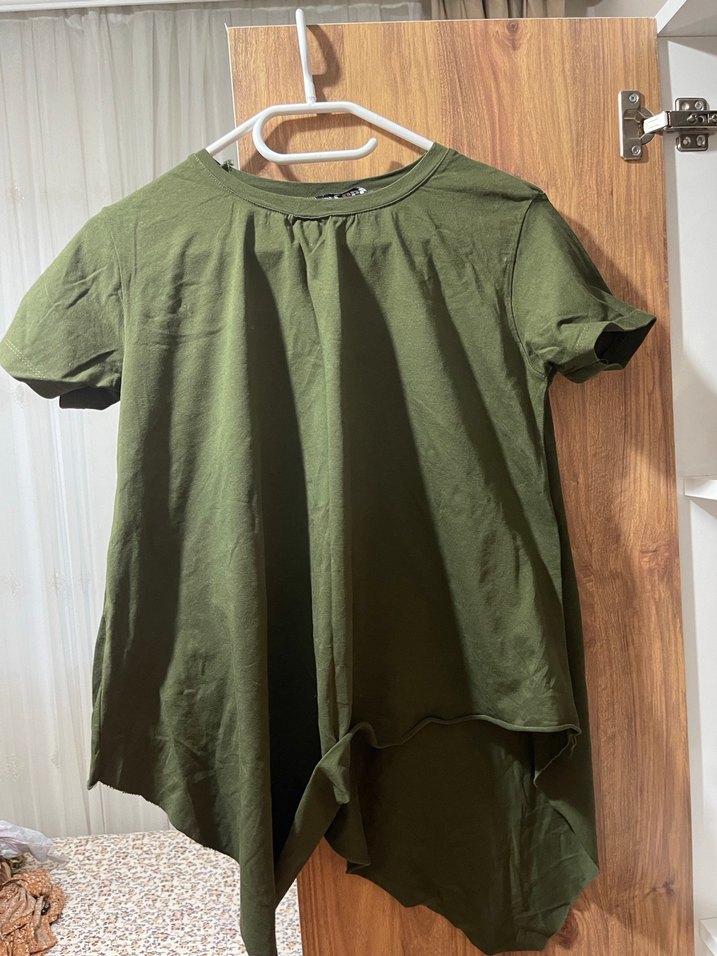 Haki Renkli Fermuarlı Hamile Tişörtü - Görsel 4