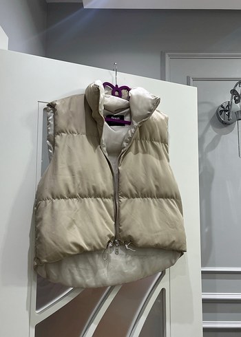 Bej Kısa Kadın Yelek - Görsel 5