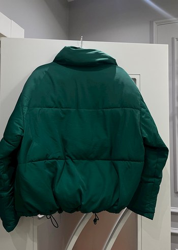 Düğmeli Kısa Yeşil Kadın Kışlık Mont - Görsel 6