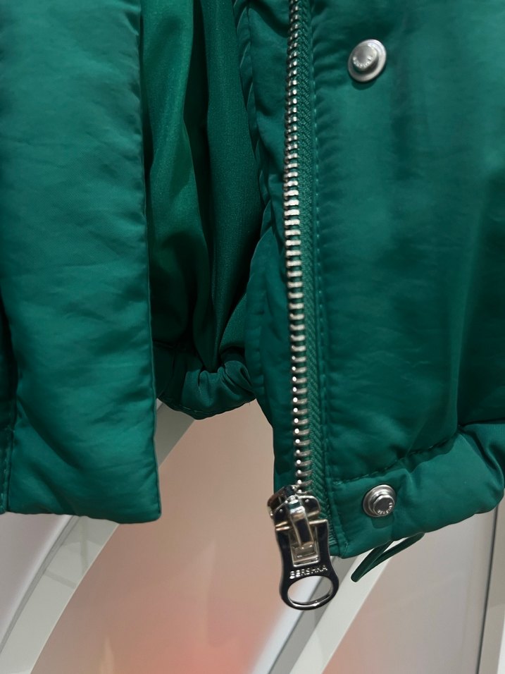 Düğmeli Kısa Yeşil Kadın Kışlık Mont - Görsel 5