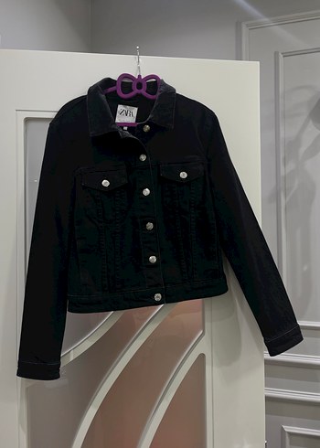 Düğmeli Siyah Kadın Denim Ceket - Görsel 7