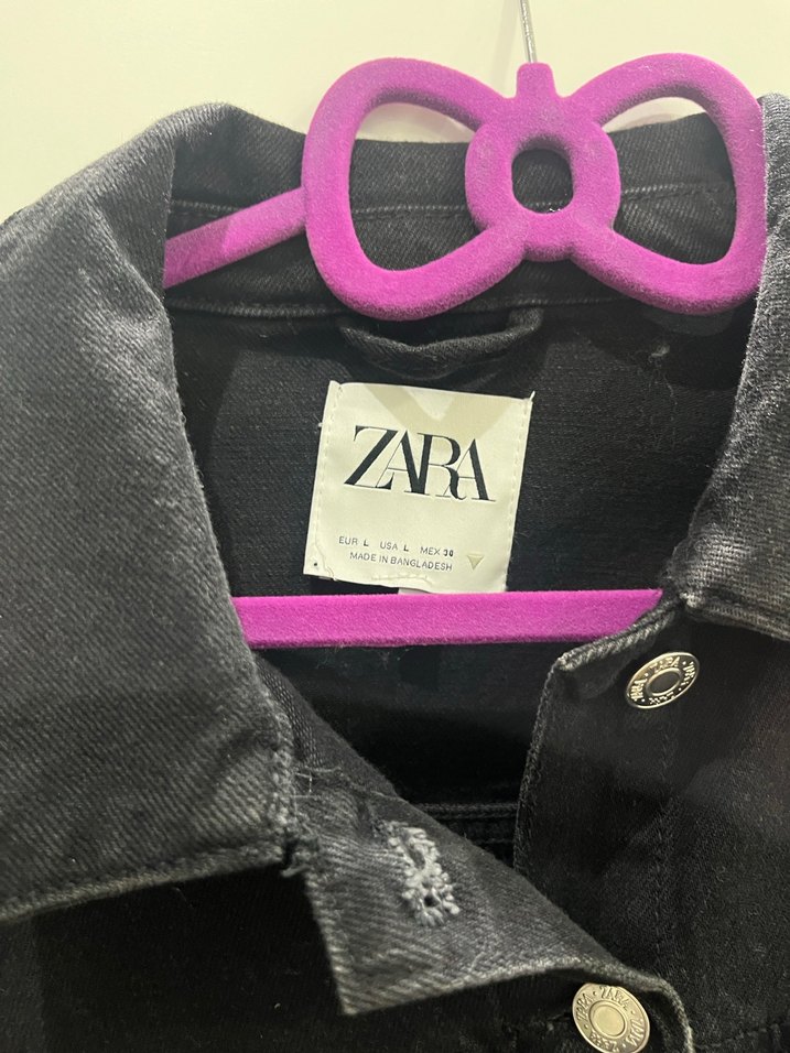 Düğmeli Siyah Kadın Denim Ceket - Görsel 4