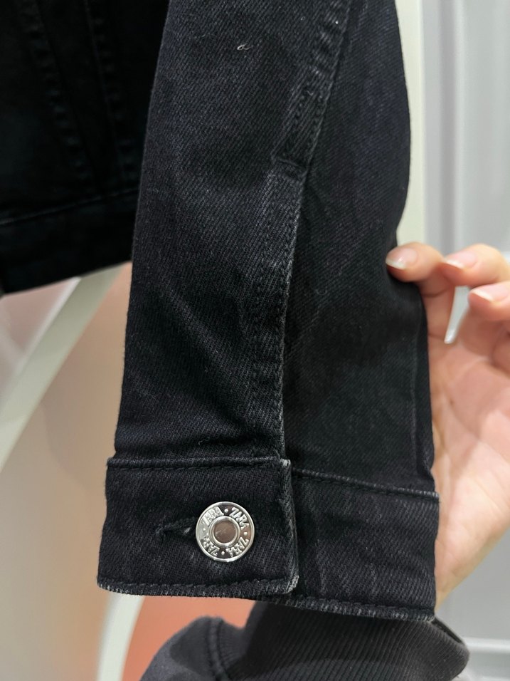 Düğmeli Siyah Kadın Denim Ceket - Görsel 5