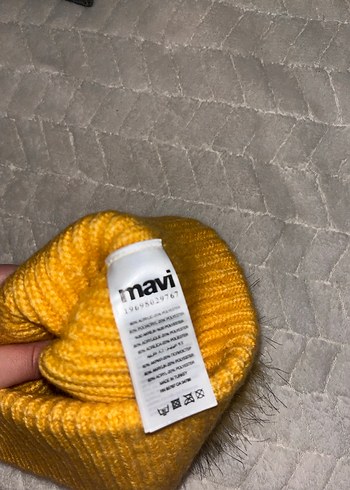 Mavi Sarı Örgü Yün Kadın Bere - Görsel 3