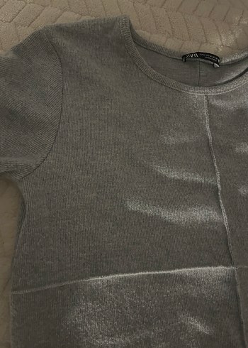 Gri Kısa Kollu Midi Kalın Elbise - Görsel 3