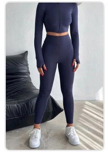 Kadın Lacivert Fermuarlı Eşofman Takımı - Görsel 3