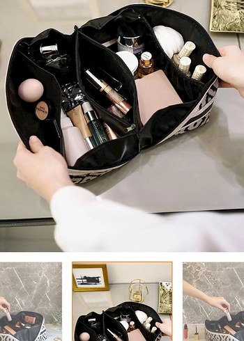 Desenli Fermuarlı Kadın Makyaj Çantası - Görsel 2