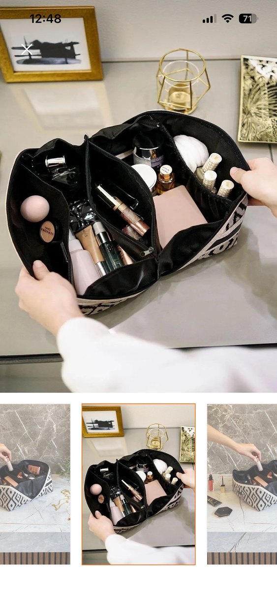 Desenli Fermuarlı Kadın Makyaj Çantası - Görsel 2