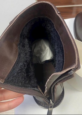 Kahverengi Deri Kadın Bot, Tokalı, Kalın Topuklu - Görsel 5