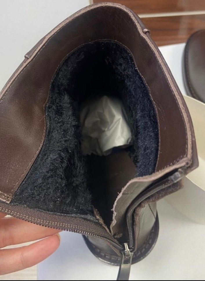 Kahverengi Deri Kadın Bot, Tokalı, Kalın Topuklu - Görsel 5