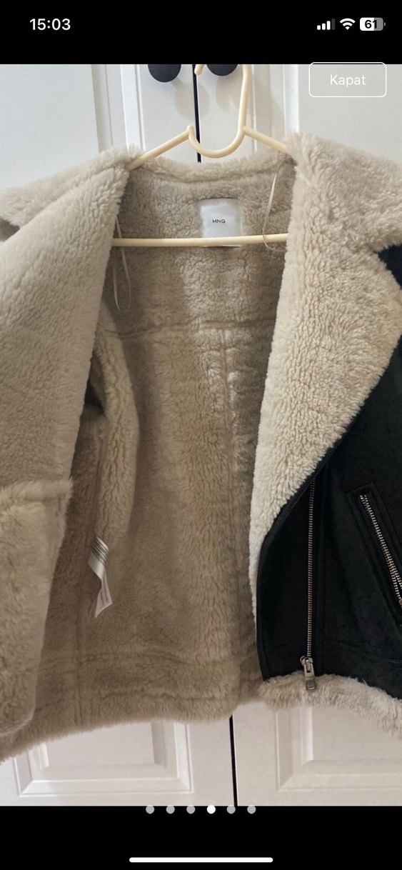 Kürk Detaylı Siyah Deri Kadın Biker Ceket - Görsel 3