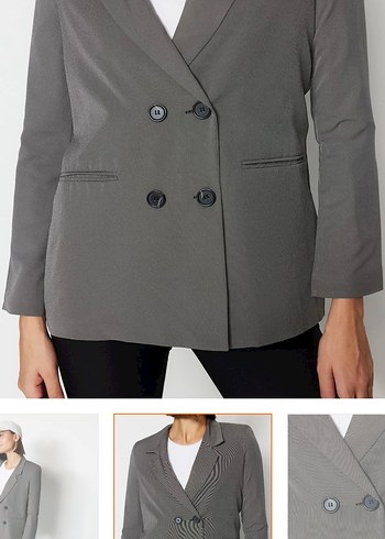 Gri Normal Kesim Kadın Blazer Ceket - Görsel 4