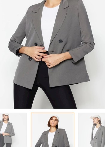 Gri Normal Kesim Kadın Blazer Ceket - Görsel 2