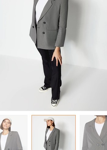 Gri Normal Kesim Kadın Blazer Ceket - Görsel 3