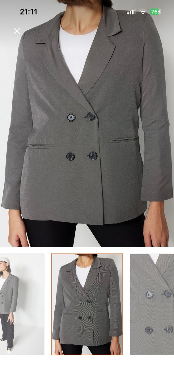 Gri Normal Kesim Kadın Blazer Ceket - Görsel 4