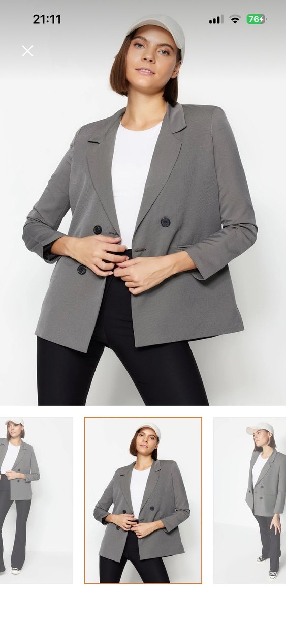 Gri Normal Kesim Kadın Blazer Ceket - Görsel 2