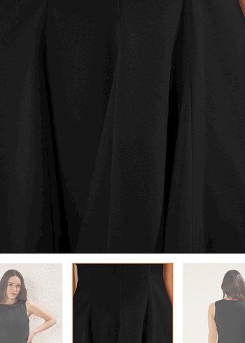 V Yaka Siyah Piliseli Mini Elbise - Görsel 3