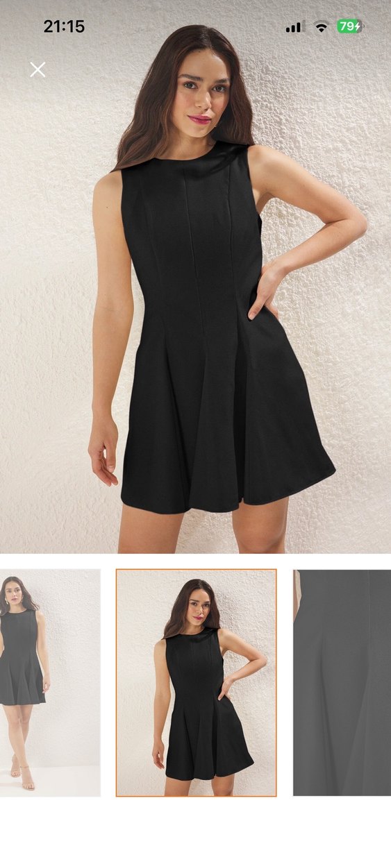 V Yaka Siyah Piliseli Mini Elbise - Görsel 2