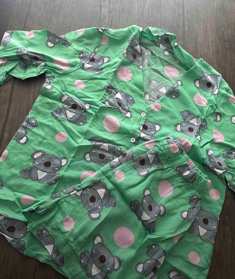 Yeşil Koala Baskılı Kısa Kollu Kadın Pijama Takımı - Görsel 4