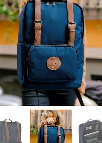 Kilitli ve Baskılı Kadın Sırt Çantası - Görsel 2