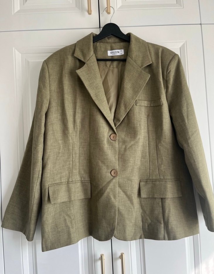 Kadın Haki Uzun Ceketli Ofis Takımı - Görsel 2