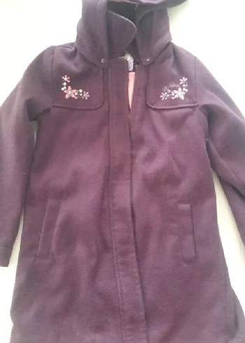 Koyu Mor Düğmeli Kız Çocuk Ceketi - Görsel 5