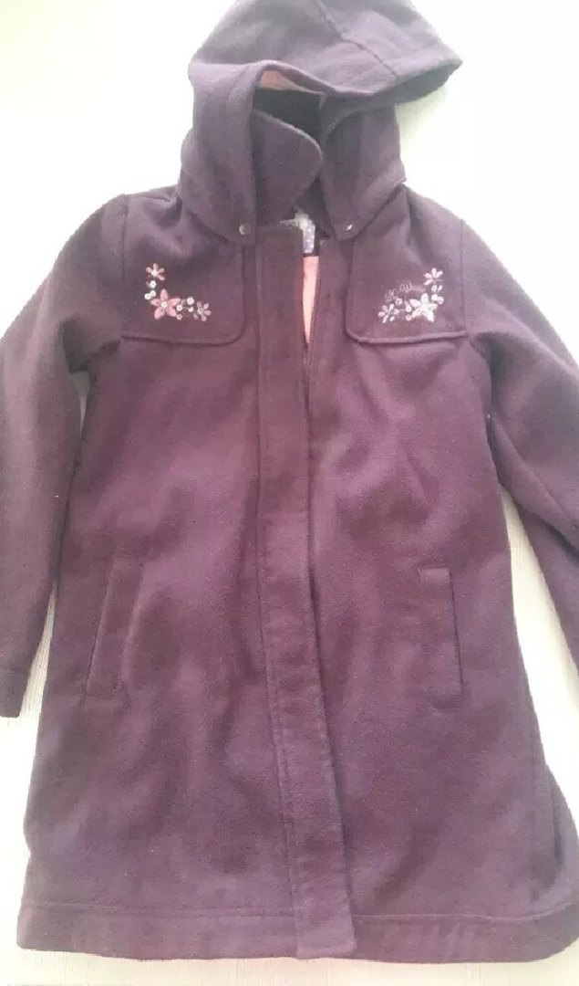 Koyu Mor Düğmeli Kız Çocuk Ceketi - Görsel 5