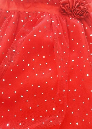Kırmızı Kolsuz Nakışlı Kız Elbise - Görsel 7