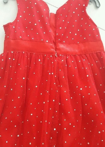 Kırmızı Kolsuz Nakışlı Kız Elbise - Görsel 4