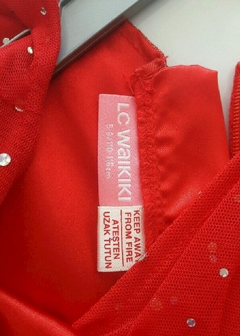 Kırmızı Kolsuz Nakışlı Kız Elbise - Görsel 8