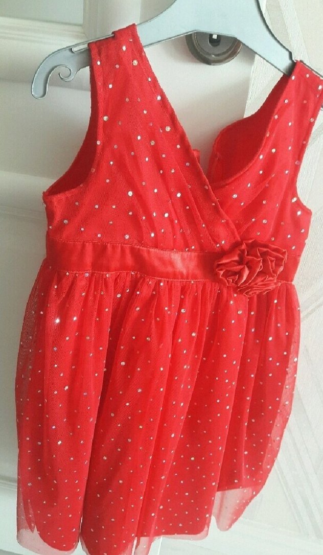 Kırmızı Kolsuz Nakışlı Kız Elbise - Görsel 2