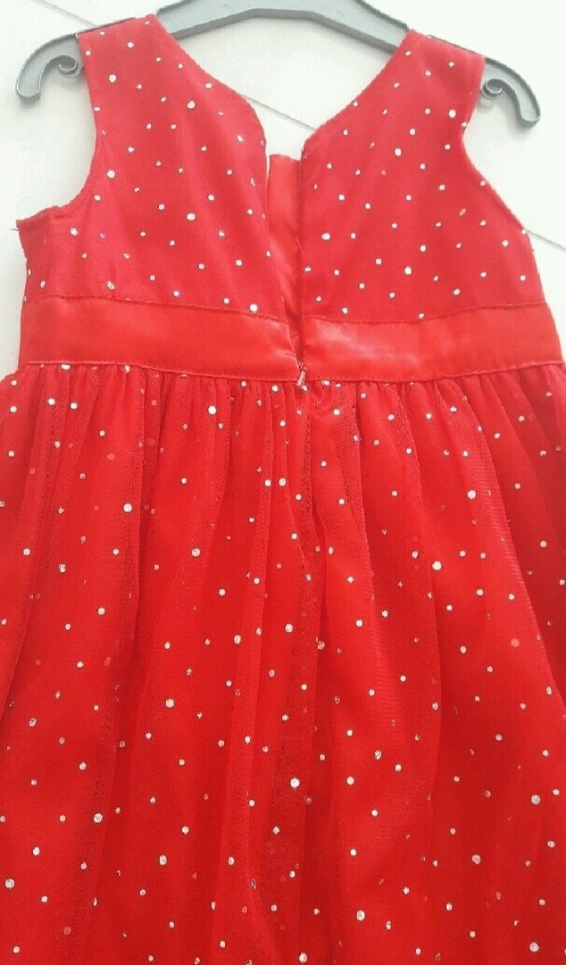 Kırmızı Kolsuz Nakışlı Kız Elbise - Görsel 4