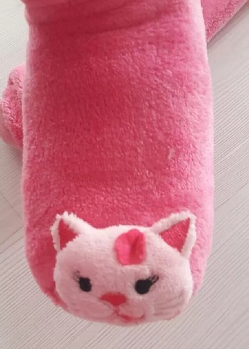 Kız Çocuk Pembe Sıcak Kürklü Ev Terliği - Görsel 2