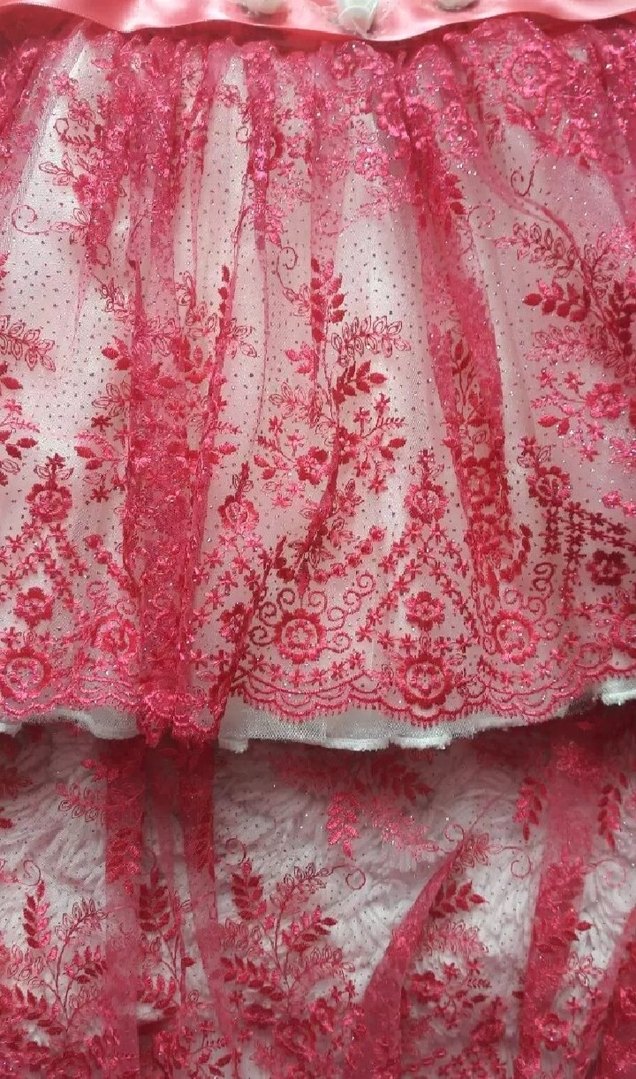 Pembe Dantelli Nakışlı Kız Çocuk Elbisesi - Görsel 5