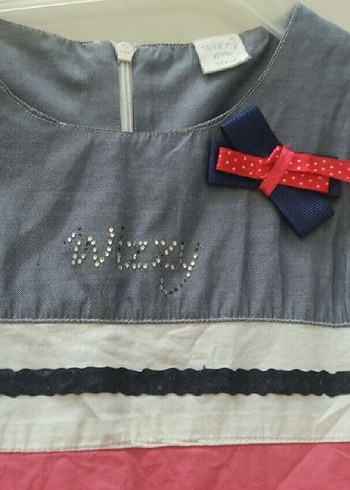 Kız Çocuk Gri Piliseli Nakışlı Elbise - Görsel 4