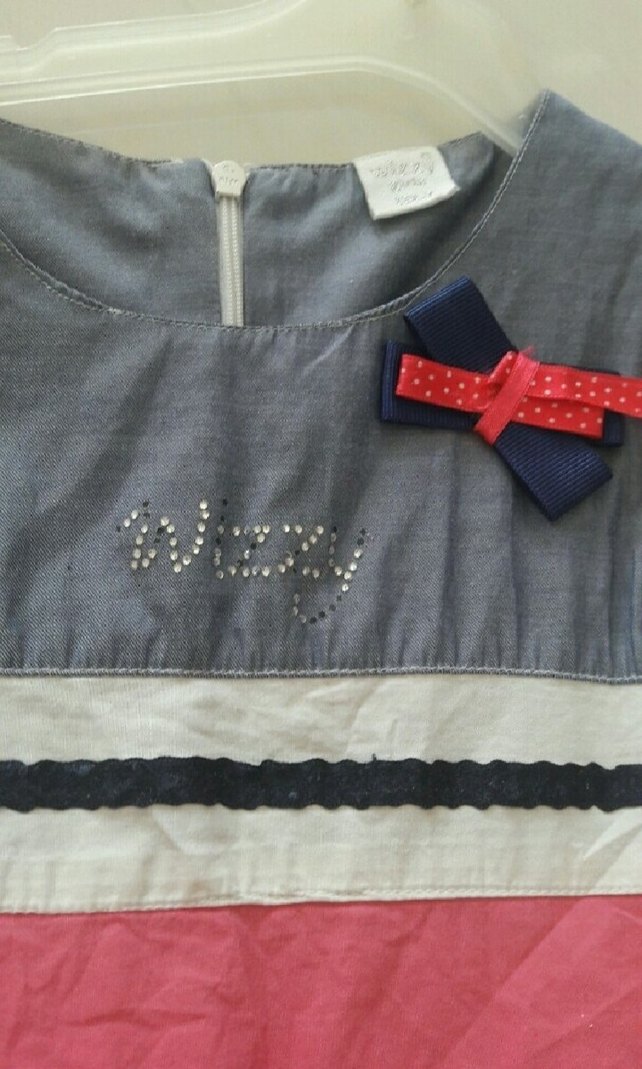 Kız Çocuk Gri Piliseli Nakışlı Elbise - Görsel 4