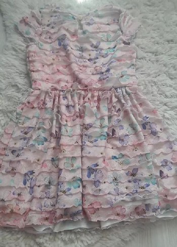 Kız Çocuk Pembe Fırfırlı Elbise - Görsel 2