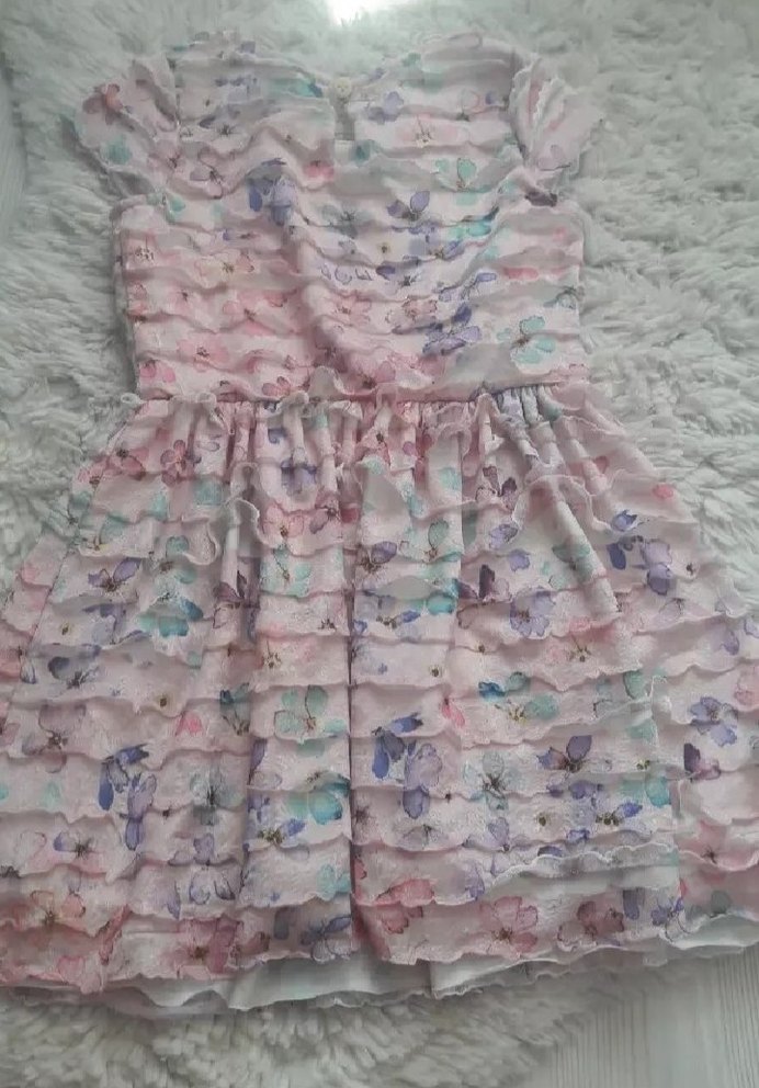 Kız Çocuk Pembe Fırfırlı Elbise - Görsel 2