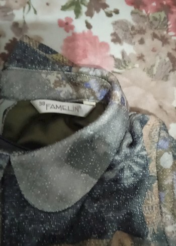 Gri Bohem Desenli Uzun Kollu Uzun Elbise - Görsel 3