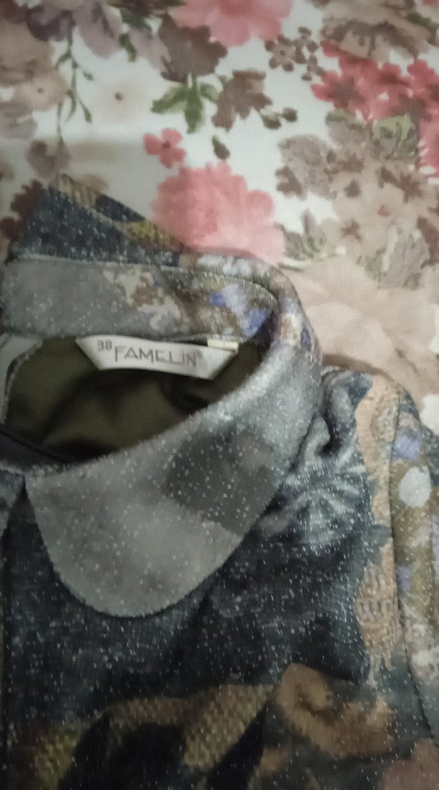 Gri Bohem Desenli Uzun Kollu Uzun Elbise - Görsel 3