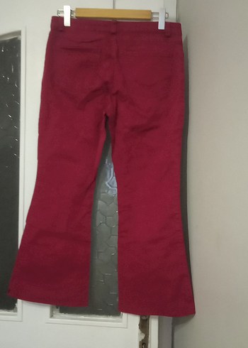 Bordo Düğmeli Kadın Kumaş Pantolon - Görsel 2