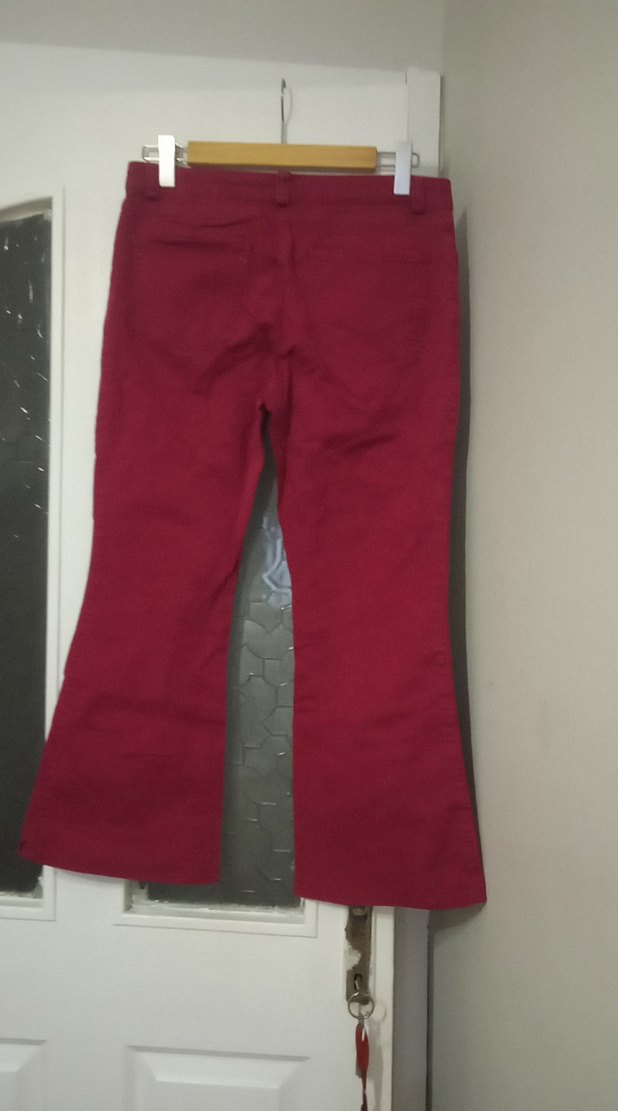 Bordo Düğmeli Kadın Kumaş Pantolon - Görsel 2